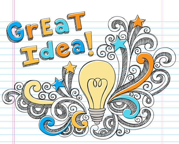 Great Idea Light Bulb Sketchy Doodle Vector - Vector, Image