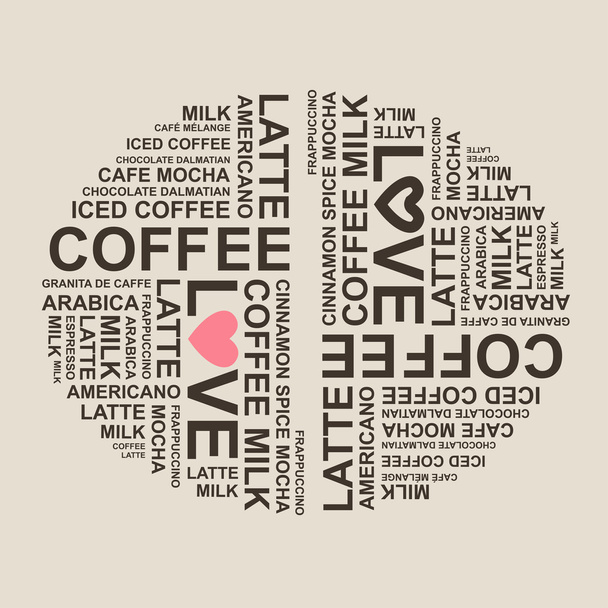 Kaffeebohnen Typografie Infografik Wolke - Vektor, Bild