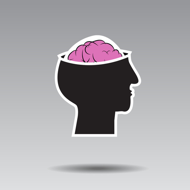Vecteur : Logo cerveau et tête sur fond gris
 - Vecteur, image
