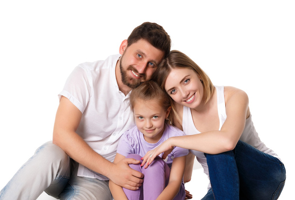  onnellinen perhe valkoisella taustalla - Valokuva, kuva