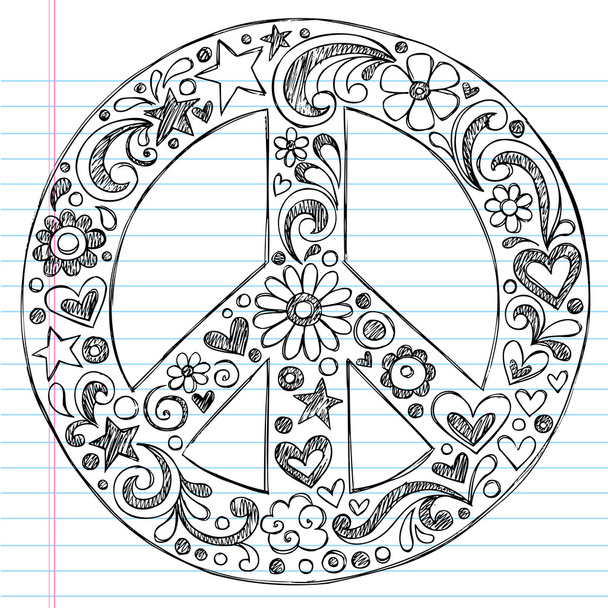 Peace Sign Sketchy Doodles Design Elements - Vector, Image