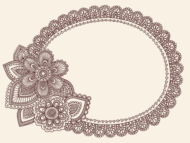 Lace πετσετάκι henna λουλούδι πλαίσιο doodle διάνυσμα σύνορα - Διάνυσμα, εικόνα
