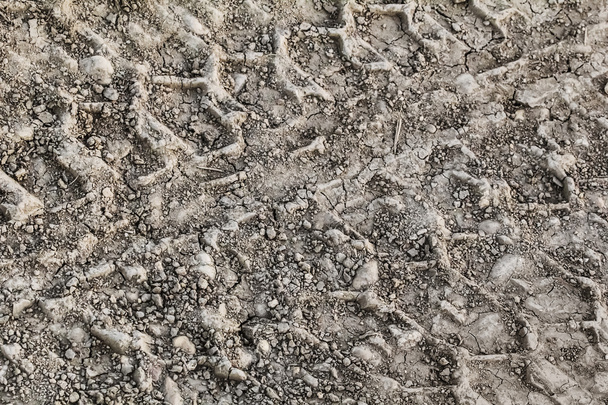 Сухий тріснутий бруд з шини треки
 - Фото, зображення