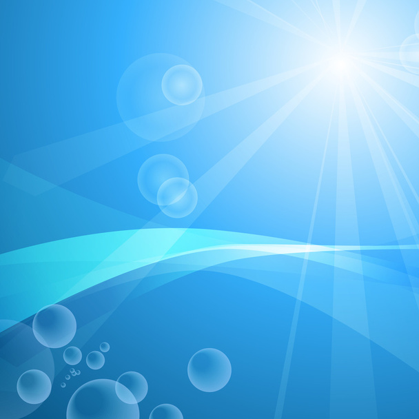 Vektor: Sky paprsku a světlice s pod vodou a bublina - Vektor, obrázek