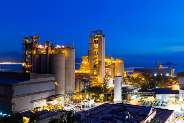 Cement factory at night - Photo, Image