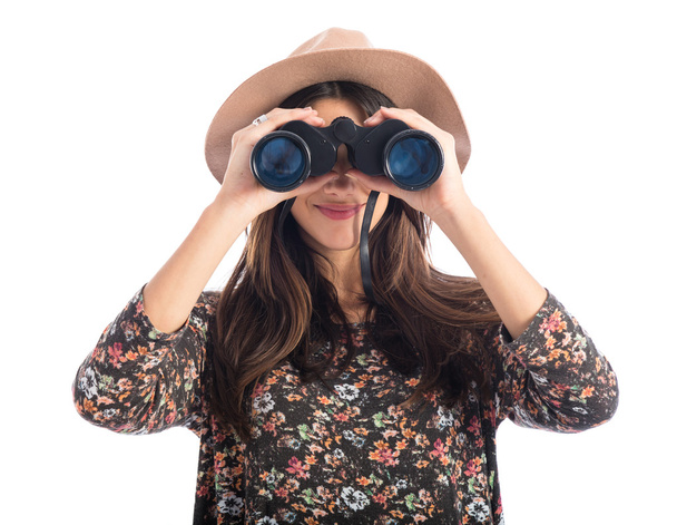 Woman with binoculars  - Zdjęcie, obraz
