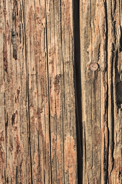 Old Weathered Rotten Cracked Square Timber Bollard Bituminous Surface Texture - Photo, Image