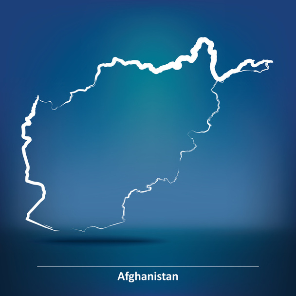 Doodle Map of Afghanistan - Vector, Image