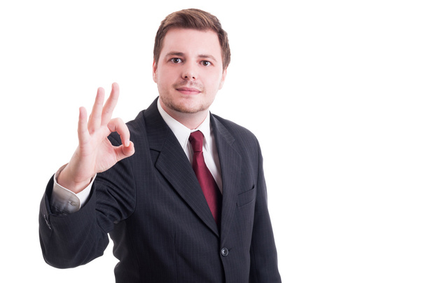 Contabilista ou empresário mostrando gesto perfeito e ok
 - Foto, Imagem