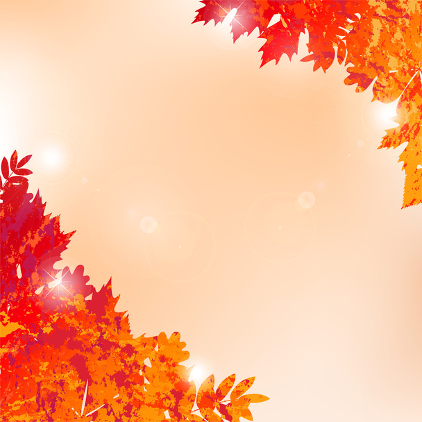 illustration with vector autumn leaves in grunge style - Vector, Image