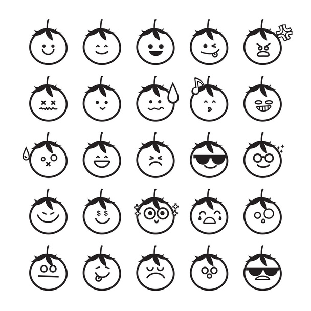 Collection of difference emoticon icon of tomato isolated on the - Wektor, obraz