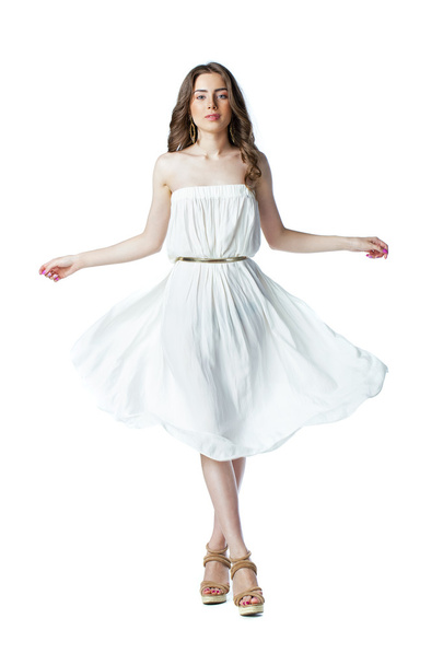 Young woman in sexy white dress - Фото, зображення