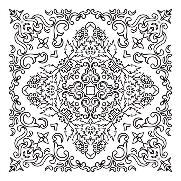 Dibujo a mano zentangle elemento mandala. Estilo mayólica italiana
 - Vector, Imagen