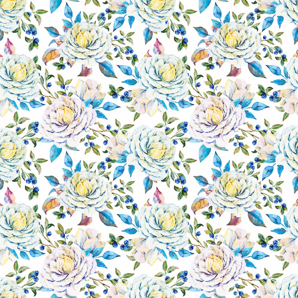 Watercolor floral vector pattern - Vetor, Imagem