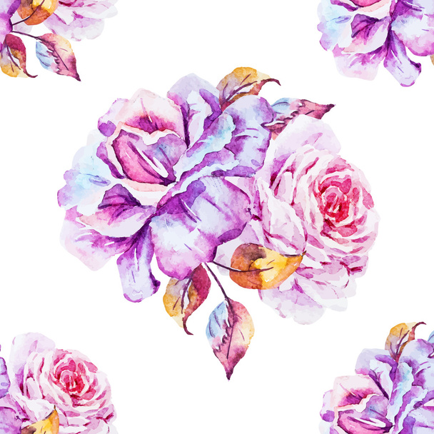 Watercolor floral vector pattern - Vetor, Imagem