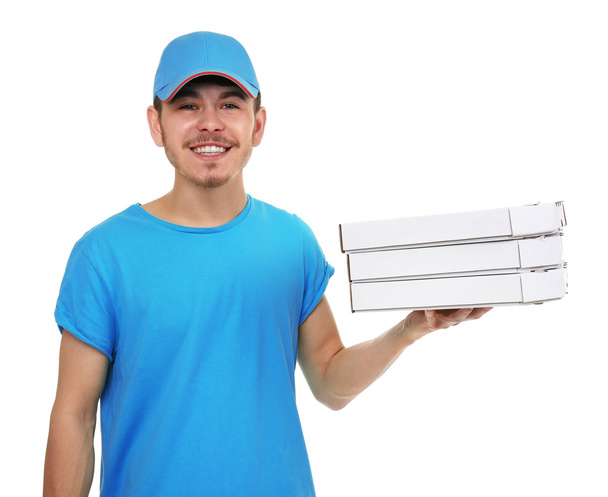 Delivery boy with pizza  - 写真・画像