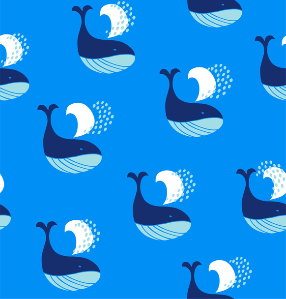decorative whales pattern - Vector, afbeelding