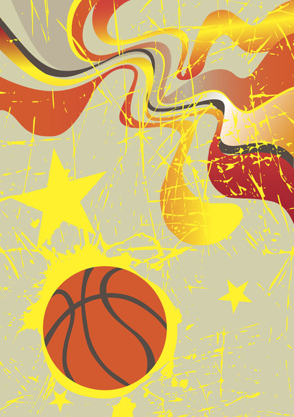 Abstract vertical basketball banner with yellow stars  - Vector, Image