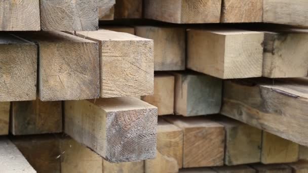 Wooden squared timbers - Footage, Video