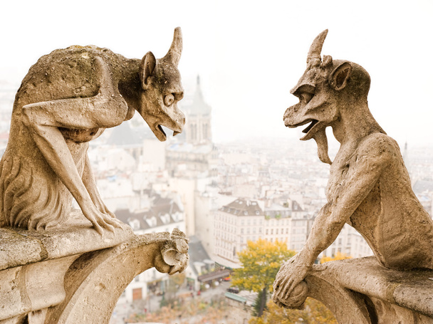 Παρίσι Νοτρ Νταμ cathedra δαίμονες - Φωτογραφία, εικόνα