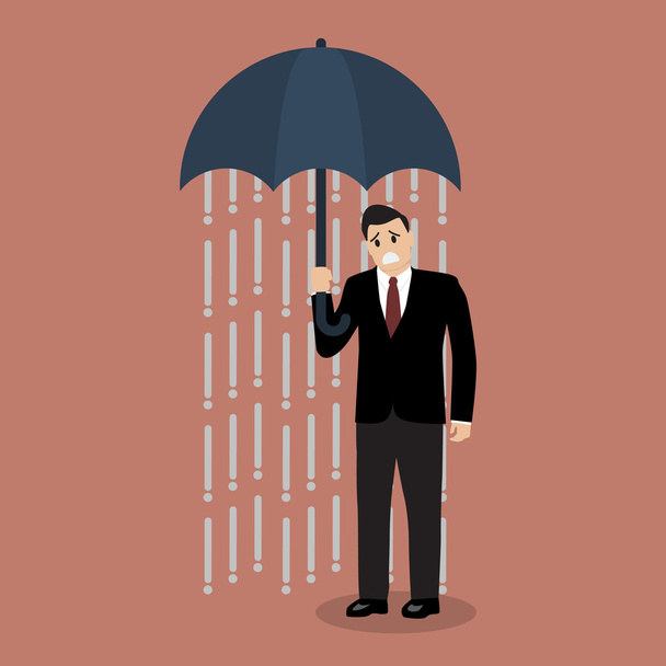 Podnikatel je mokrá od deště místo on hospodářství deštník - Vektor, obrázek