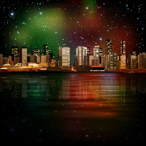 abstract background with panorama of vancouver - Vector, Image