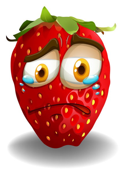 Φράουλα με κλάμα πρόσωπο - Διάνυσμα, εικόνα