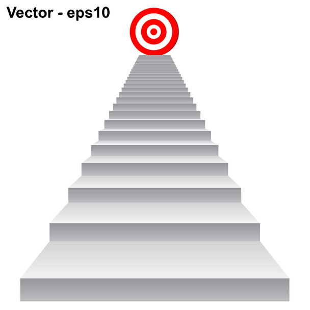 Vörös cél a lépcső, a siker - Vektor, kép