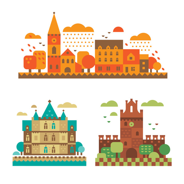 Medieval castles in the fall - Вектор, зображення