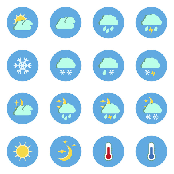 Набор плоских иконок погоды
 - Вектор,изображение