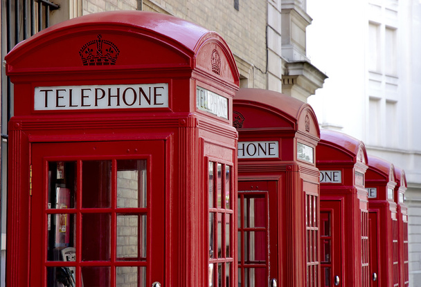 Cabinas telefónicas vermelhas
 - Foto, Imagem
