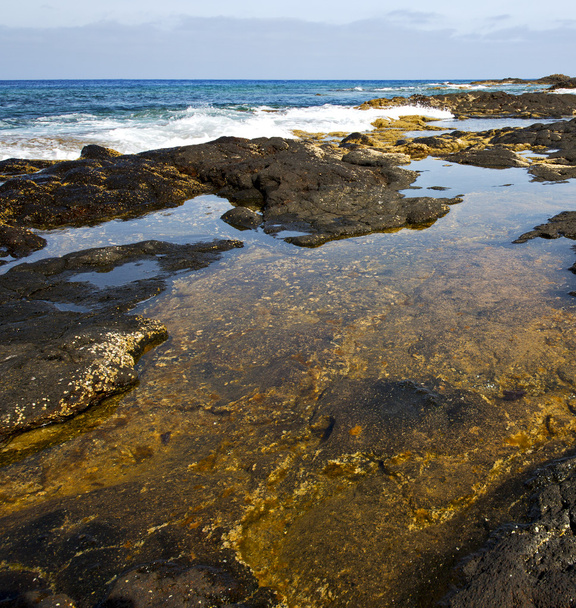 spiaggia luce acqua lanzarote schiuma roccia spagna pietra cielo clo
 - Foto, immagini