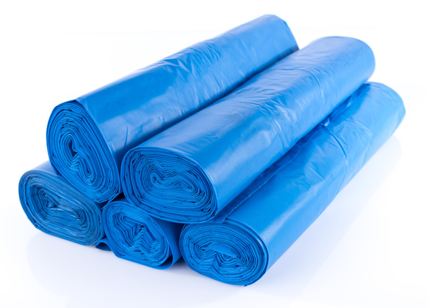 Montón de bolsas de basura azul
 - Foto, imagen