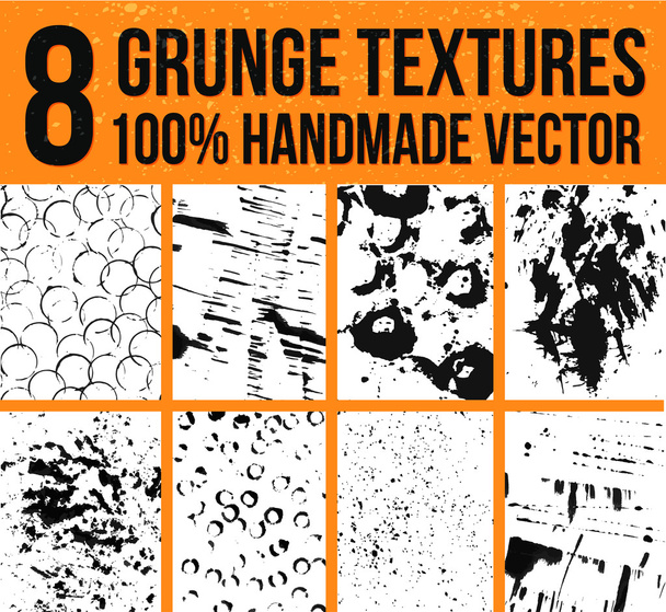 Collection of 8 vector ink textures - Wektor, obraz