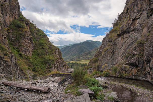 Mountain River Flowing along Little Canyon - Valokuva, kuva