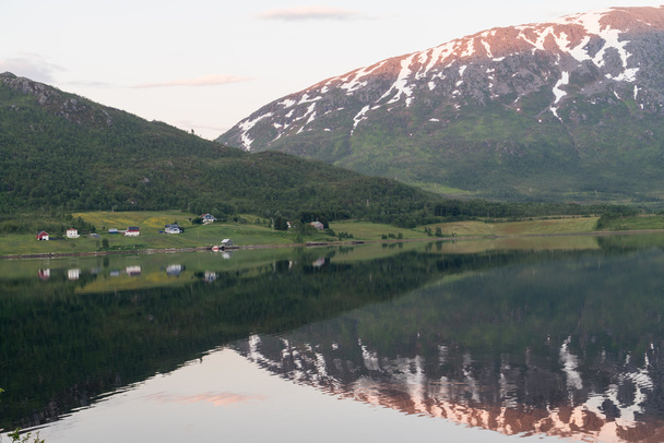 Norwegian landscape at sunset - 写真・画像
