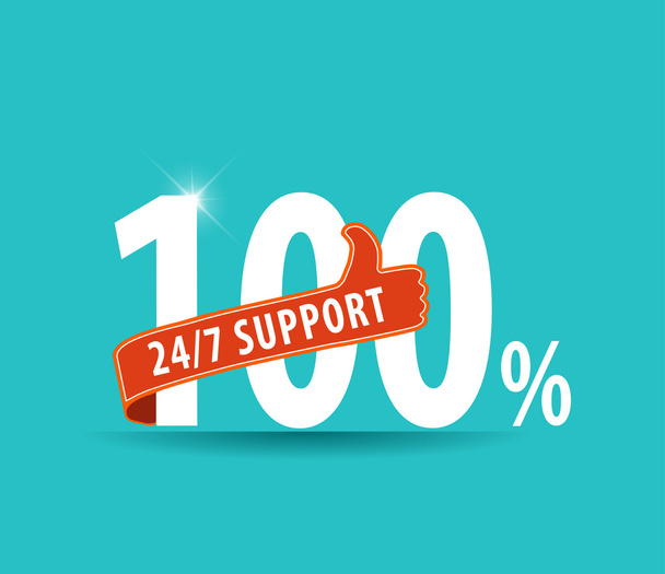 modern 24 hours support and service graphic with thumbs up - vector eps10 - Vecteur, image