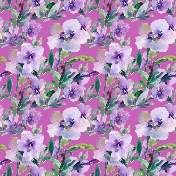 Ilustración de acuarela de flores de petunia patrón sin costura
 - Foto, imagen