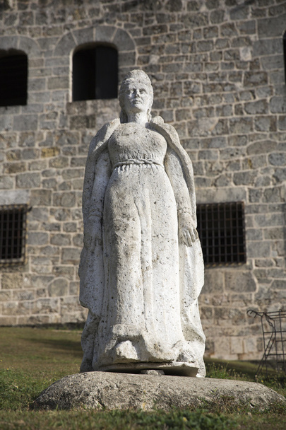 maria de toledo statue auf der plaza de espana vom alcazar de colon (palacio de diego colon). santo domingo. Dominikanische Republik. - Foto, Bild