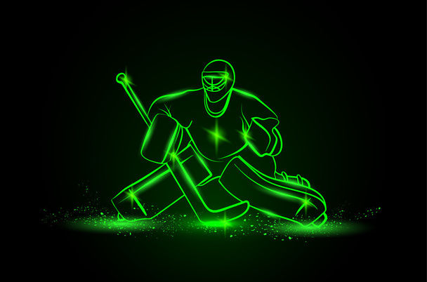 Хоккейный вратарь, неоновый стиль
 - Вектор,изображение