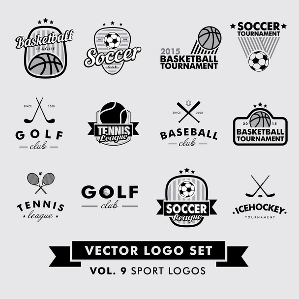 Ρετρό Vintage Hipster αθλητισμού φορέα που λογότυπο. Μπέιζμπολ, τένις, ποδόσφαιρο, ποδόσφαιρο, γκολφ, χόκεϊ επί πάγου, το μπάσκετ. - Διάνυσμα, εικόνα