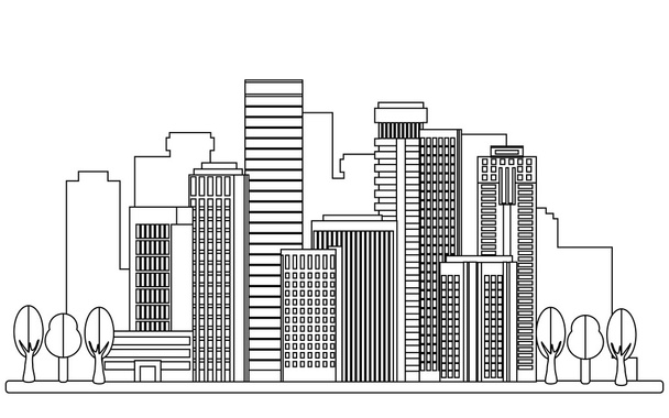 Lineáris stílusú város illusztráció - Vektor, kép
