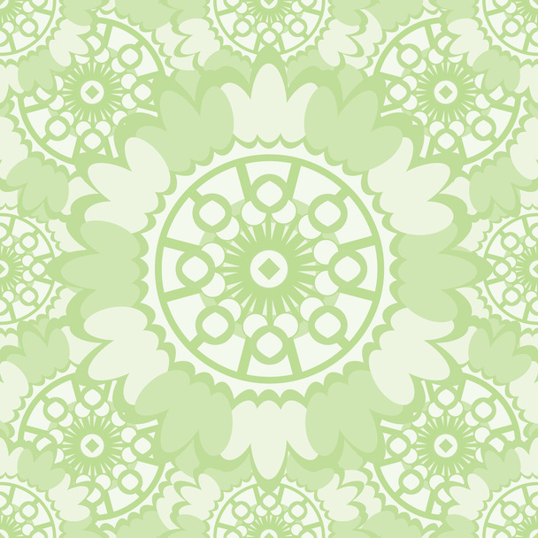 Light abstract seamless pattern with round ornamental elements. Vector soft green background. - Vecteur, image