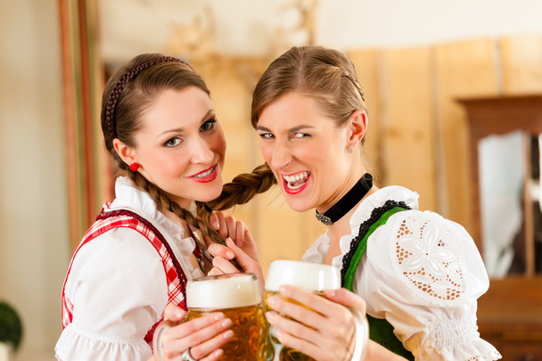women in traditional Bavarian Tracht in restaurant or pub - Фото, зображення