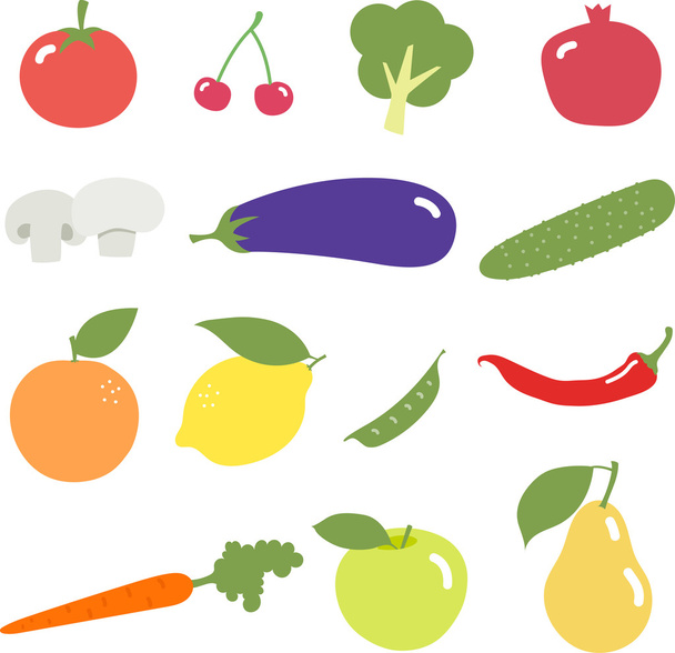 果物や野菜のセット - ベクター画像