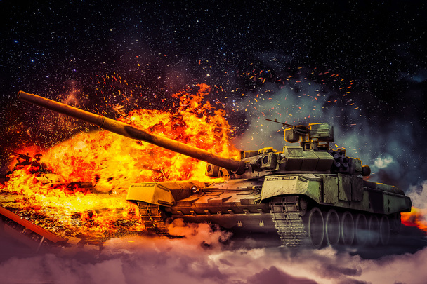 Los militares destruyeron el tanque enemigo
 - Foto, imagen