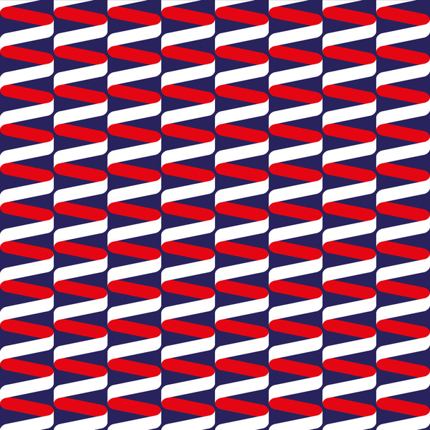 Seamless spiral ribbon wave pattern in red and blue - Vector, Image