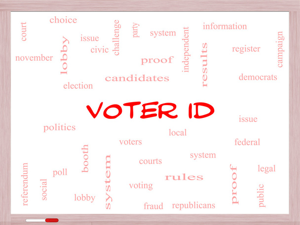 Conceito de nuvem do Word ID do eleitor em um quadro branco
 - Foto, Imagem