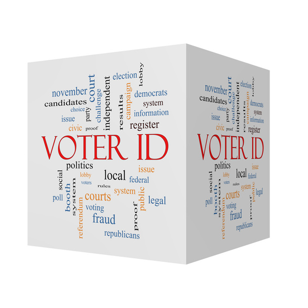 Ταυτότητας των ψηφοφόρων 3d κύβο λέξη έννοια σύννεφο - Φωτογραφία, εικόνα