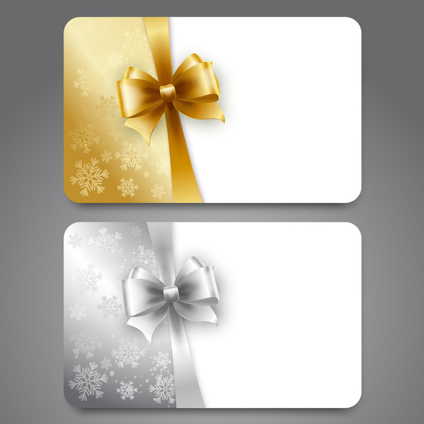 Collection of gift cards with ribbons. Vector background - ベクター画像